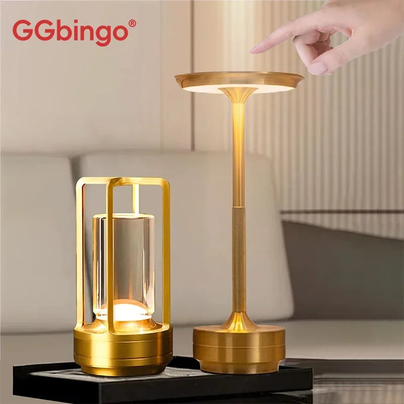 GGbingo Rechargeable Wireless Table Lamp LED Touch Sensor Desktop Night Light Reading Lamp for Hotel Bar Bedroom Decor Light