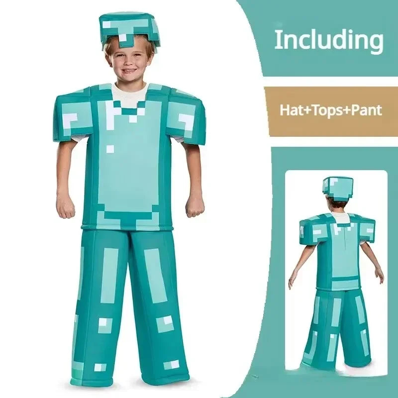 Halloween Cosplay Costume Deluxe My World Minecraftinglys Sets Diamond Armor Series Costumes For Cosplay Games Toy Gifts 110-140
