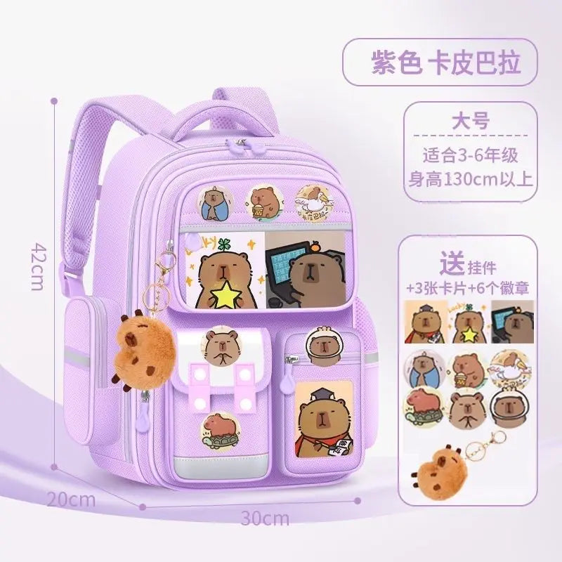 Capybara Children School Bags For Boys Girls Kids Alleviate Burden Protecting Spine Widen Straps School Backpack School Book Bag