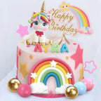 Unicorn Cake Topper Rainbow Cake Decorations with Stars Unicorn Balls Happy Birthday Cake Decorations for Ages Baby Shower