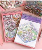 20Pcs Scenes Cartoon Landscape Sticker Book Forest Village DIY 3D Sticker Cabin Scene Pocket Birthday Gift for Kid Child Student