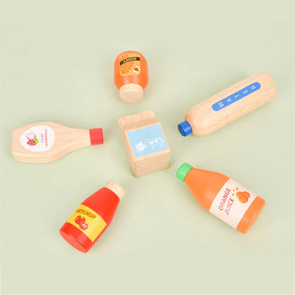 Wooden Pretend Play Drink Set Montessori Kids Educational Toy