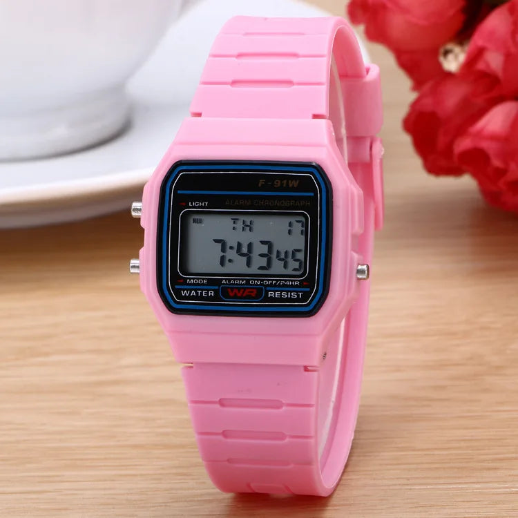 Rose Gold Digital Sports Watch – Retro Electronic Wristwatch