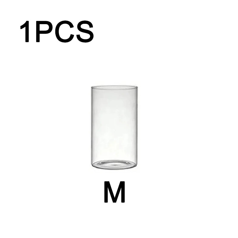 Cylinder Glass Cup Candlestick Wedding Transparent Candle Cup Holder Glass Vase Dining Table Candle Container Art Storage Jar