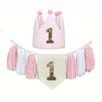 Boho 1st Birthday High Chair Banner Pink Party Decoration For Girl Baby Shower Wall Hangings Decorative For Kids Bedroom