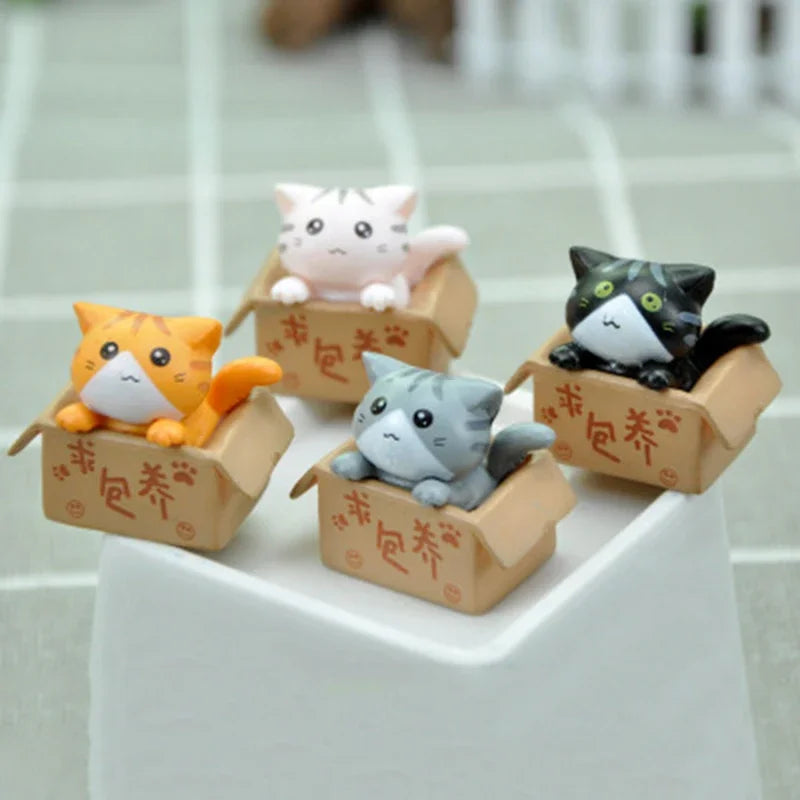 Kawaii Mini Cat Ornament Garden Kitten Statue Gift For Kids Children Baby Room Decoration Toy Miniature Figurines Home Decor