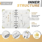 A6 Money Saving Organizer PU Leather Budget Binder Marble Notebook Budgets Planner 2023 Envelope Office School Supplies