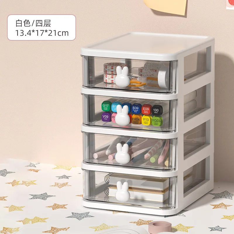 Clear Stacking Drawer Organizer - Multi-Tier PP Storage Box for Office/Beauty Products, Modular Desktop System (2-5 Layers)