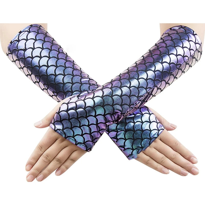 Women's Mermaid Cosplay Fingerless Gloves – Color Change Stage Accessory