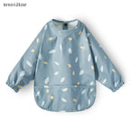 New Children Feeding Aprons Long Sleeve Baby Bib with Pocket Full Cover Baby Bibs with Pocket Waterproof Long Sleeve Bibs