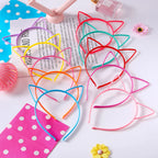 12PCS Kids Cat Ears Hairband Set Cute Solid Color Plastic Headband Tooth Outer Ear Accessory for Children Random Color