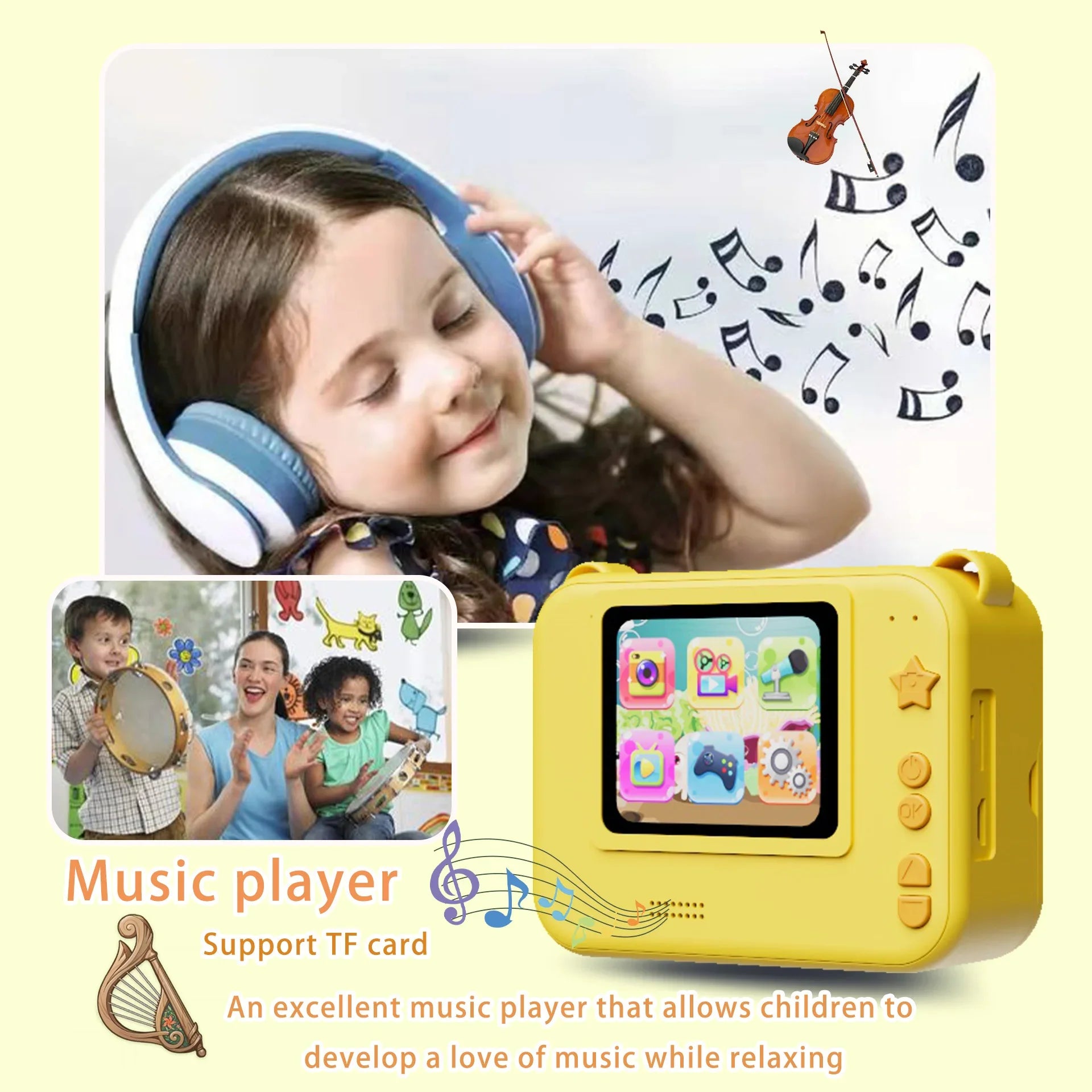 Kids Camera Digital Children Camera 1080P HD Mini Thermal Printer Video Recorder with Instant Print Photo Festive Gift for Kids