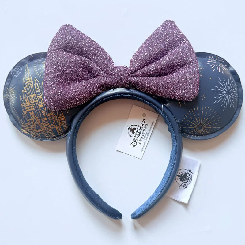 Disney Princess Headband Mickey Ear Rapunzel Sequin Bow Hair Hoop Birthday Gift Girl Accessories Halloween Gift Christmas Jack