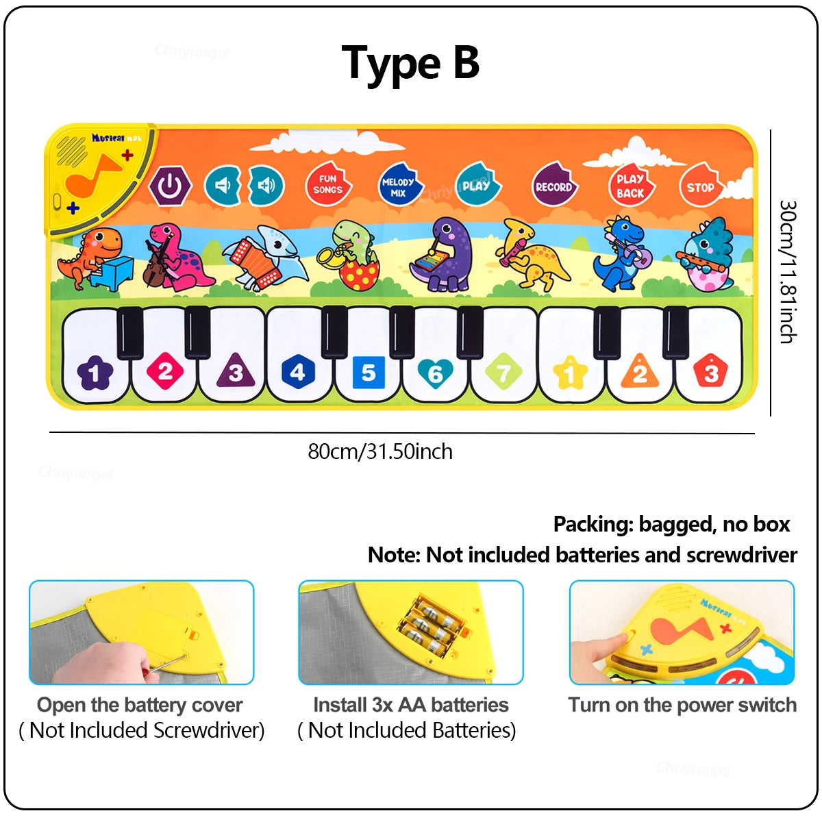 Kids Piano Mat Floor Keyboard Dance Mat Musical Toy for Toddlers