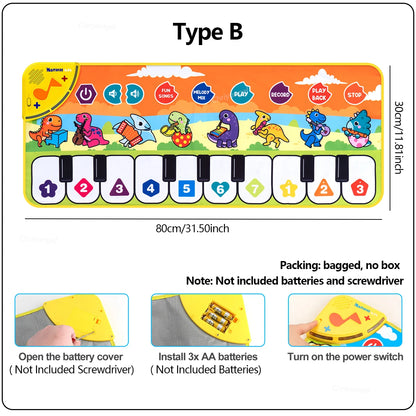Kids Piano Mat Floor Keyboard Dance Mat Musical Toy for Toddlers