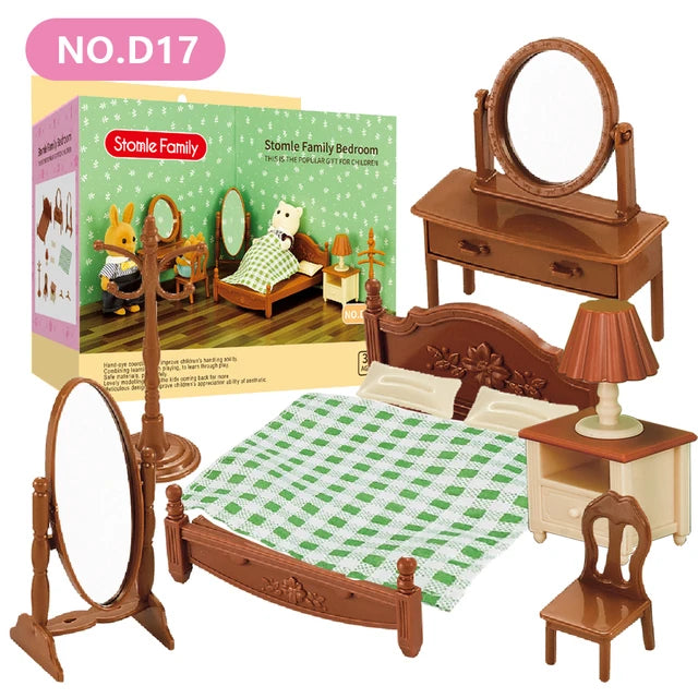 Forest Animal 1/12 Dollhouse Furniture Bedroom Kitchen Bathroom Set Miniature Simulation Dolls Accessories DIY Toys Girls