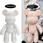 New DIY Paint Fluid Animal Bear Rabbit Lucky Dragon White Hand Painted Home Decoration Doll Toy Statue Deposit Can Handmade Gift