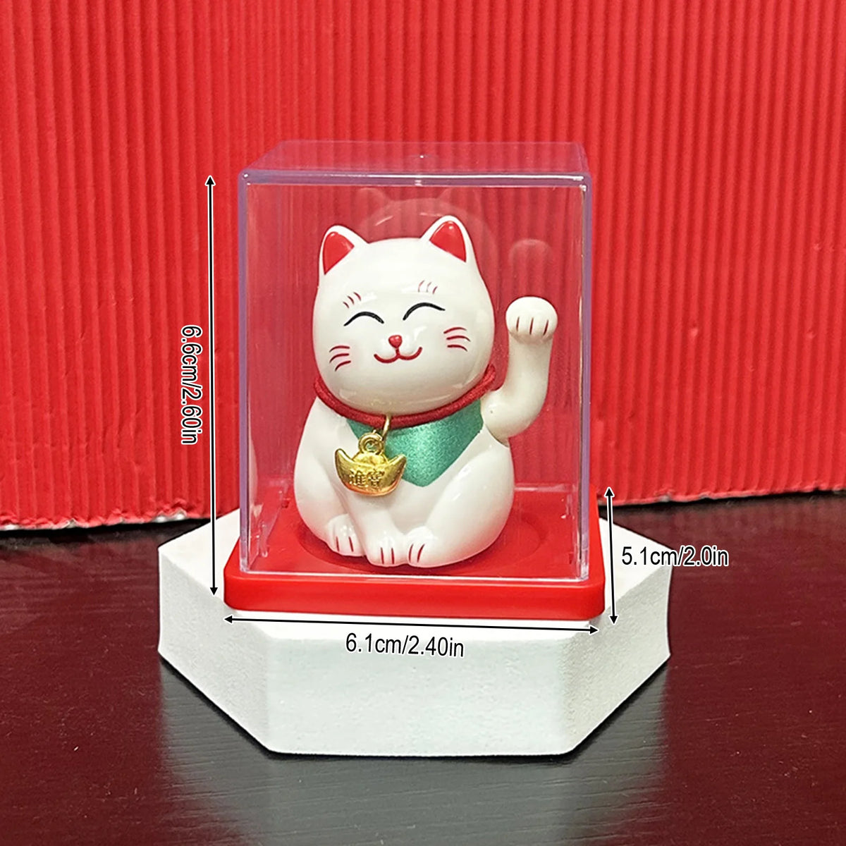 Solar Powered Maneki Neko Lucky Cat Welcoming Chinese Lucky Cat Waving Hand Beckoning Fortune Cat Figurines For Home Decor