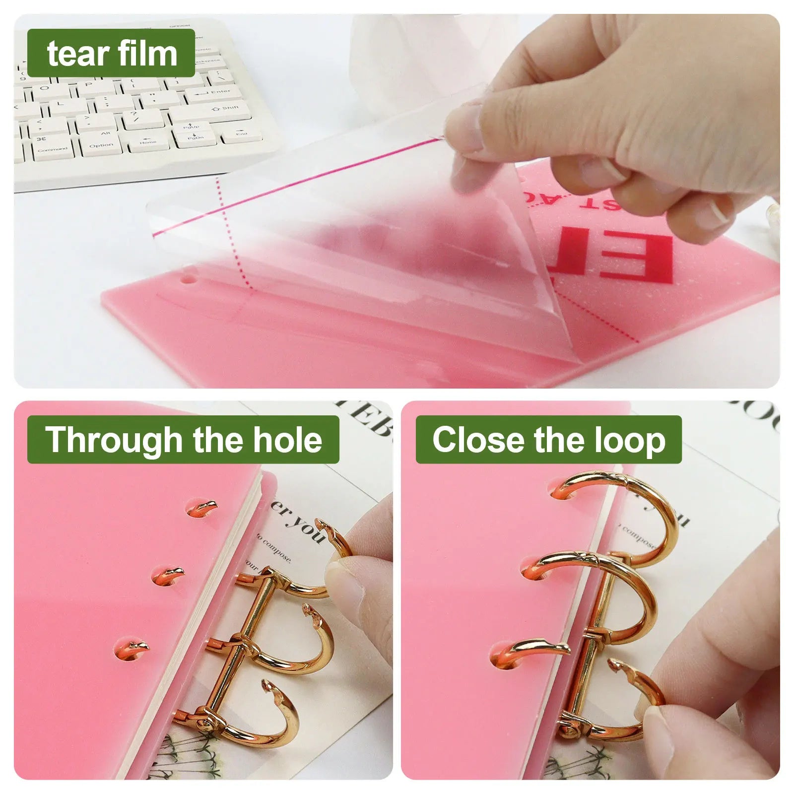 A5 A6 Frosting  Thick line Acrylic Loose Leaf Binder Cover DIY Account Book Journal Planner Office Stationery Supplies