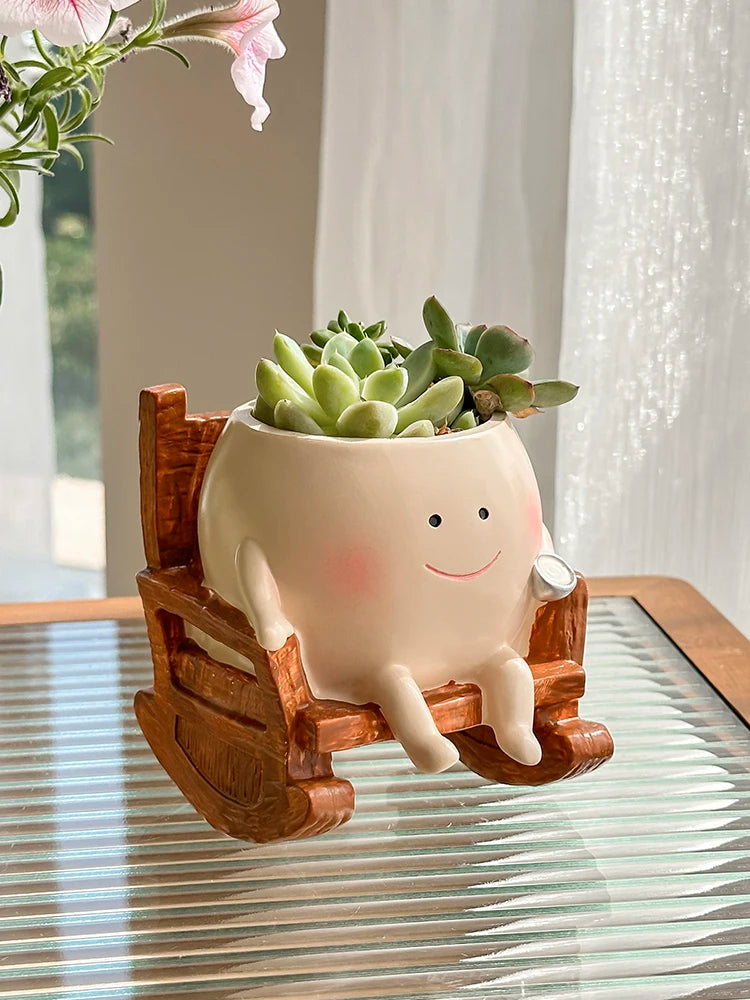 Smiling Face Swing Flower Pot for Succulents & Small Plants