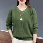 V-neck Knitted Sweater Autumn Popular Women's Clothing Foreign Style Inside with Solid Color Bottoming Shirt Top Jumpe Homme