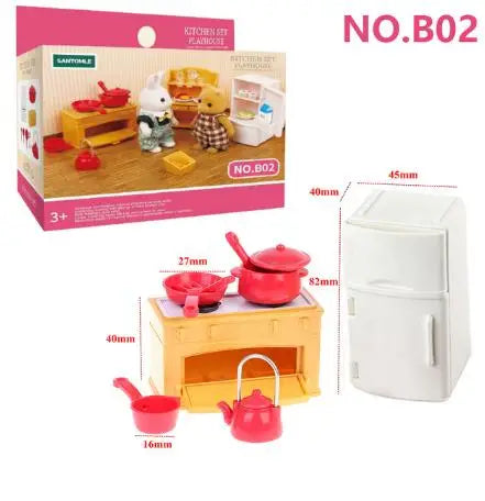 Forest Animal 1/12 Dollhouse Furniture Bedroom Kitchen Bathroom Set Miniature Simulation Dolls Accessories DIY Toys Girls