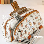 INS Capybara Four-layer Large Capacity Pen Bag Cute Cartoon Pencil Case Stationery Organizer Storage Bag For Students Gift