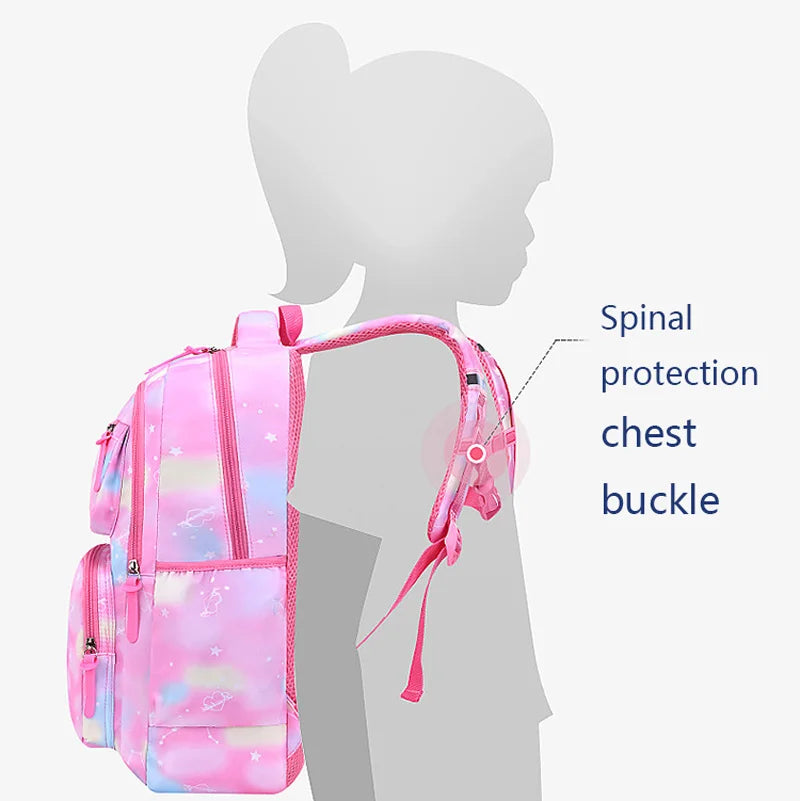 Children Girl Backpack Waterproof Pink School Bag for Kids Comfort