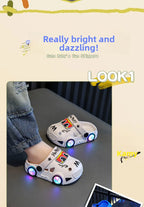 New 2026 Kids Glowing Slippers Summer Outdoor Two-Way Wear Anti-Slip Cute Small Children Sandals Boys Slip-On Home Slippers