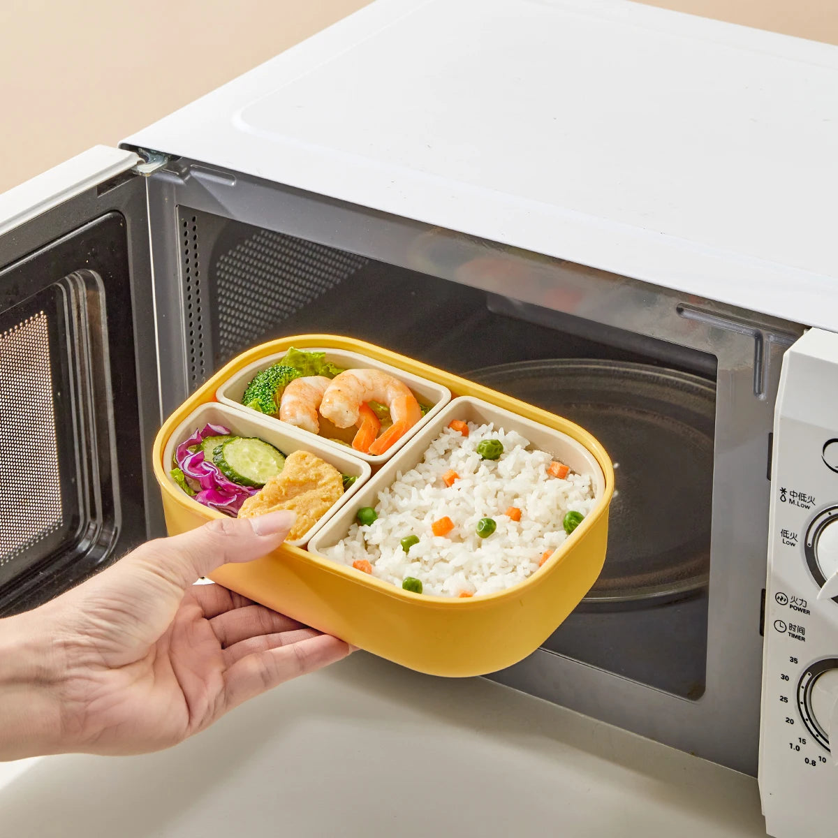 WORTHBUY Outdoor Portable Sealed Divided Food Container Detachable 3 Grids Plastic Lunch Box For Kids Student Microwave Safe