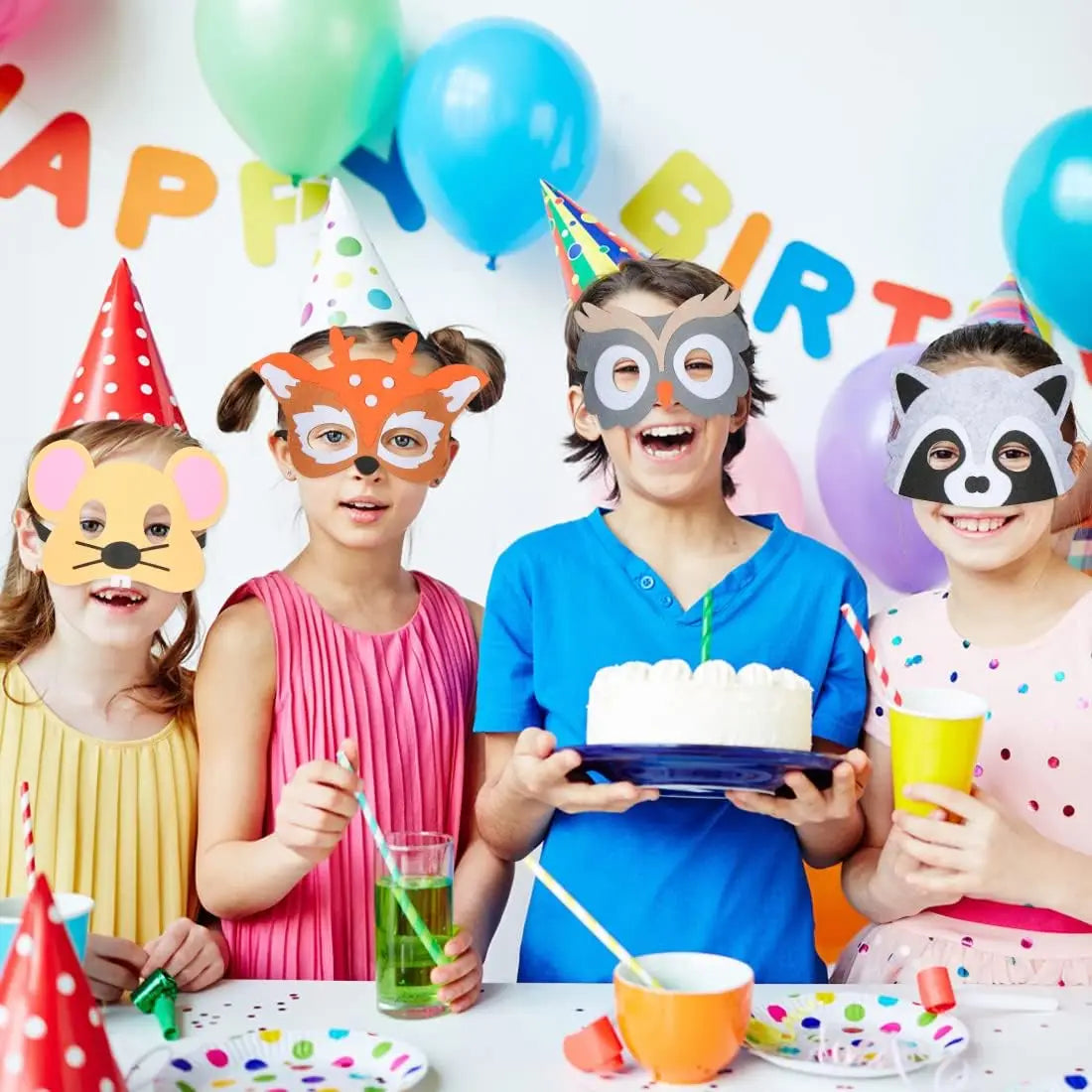 Cosplay Party Masks Jungle Animal Felt Mask Kids Role Play Games Mask Children's Dress Up Party Mask Christmas Halloween Gift