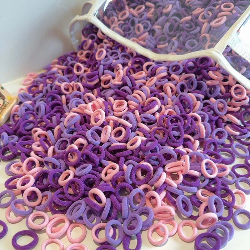 50Pcs/bag Colorful Basic Nylon Ealstic Hair Ties for Girls Ponytail Hold Scrunchie Rubber Band Kid Fashion Hair Accessories