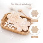 Wooden Baby Flower Shape Milestone Card Monthly Memorial Card Newborn Birthday Photography Accessories For Baby Birth Gift