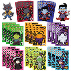32Sheets Halloween Make a Face Puzzle PVC Sticker Kids Party Favors Gift Toy DIY Pumpkin Ghost Assemble Jigsaw Educational Game