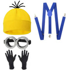 Cartoon Cosplay Fantasy Costume Disguise for Adult Kids Yellow Beanie Stretchy Gloves Steampunk Goggles Halloween Party Costume