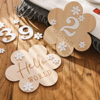Wooden Baby Flower Shape Milestone Card Monthly Memorial Card Newborn Birthday Photography Accessories For Baby Birth Gift