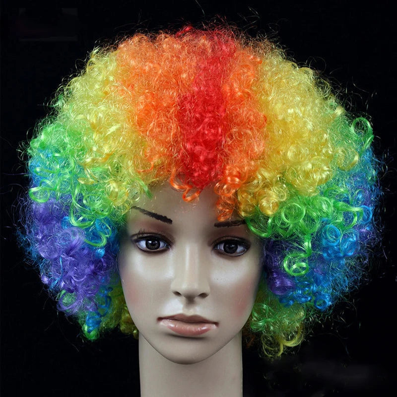 Women Curly Cosplay Wig Short Wavy Curly Hair Colorful Synthetic Wig For Daily Party Men Football Fan Wearing Kids Wigs