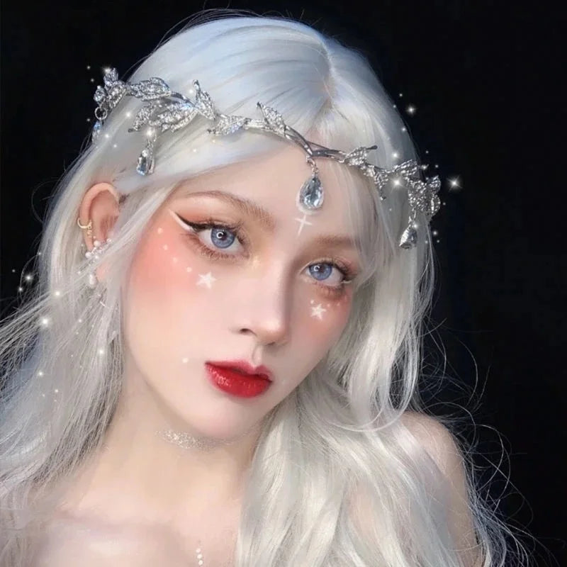 Handmade Crystal Headbands for Women Crown Bridal Party Elf Hair Accessories Wedding Tiara Jewelry Hair Hoop Tiara Accessories
