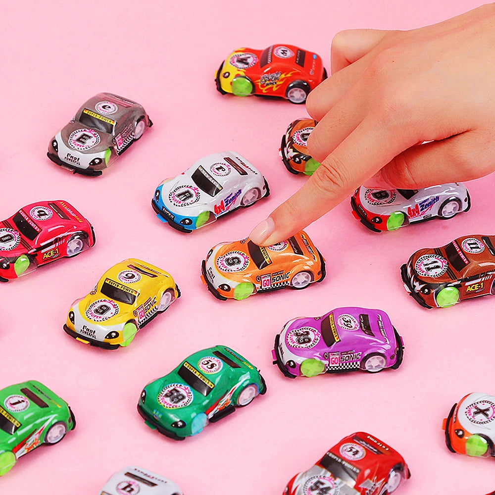 12Pcs Mini Colorful Pull Back Car Game Kids Birthday Party Small Gift Giveaway Toy Pinata Filler Classroom Prize Boys Girls Gift
