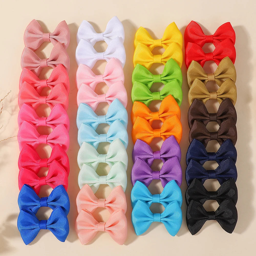 10/20/26/40pcs Random Color Bow Ribbon Hair Bow Clips Handmade Hairgripes Headwear Hairpins Baby Kids Hair Accessories