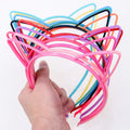 12PCS Kids Cat Ears Hairband Set Cute Solid Color Plastic Headband Tooth Outer Ear Accessory for Children Random Color