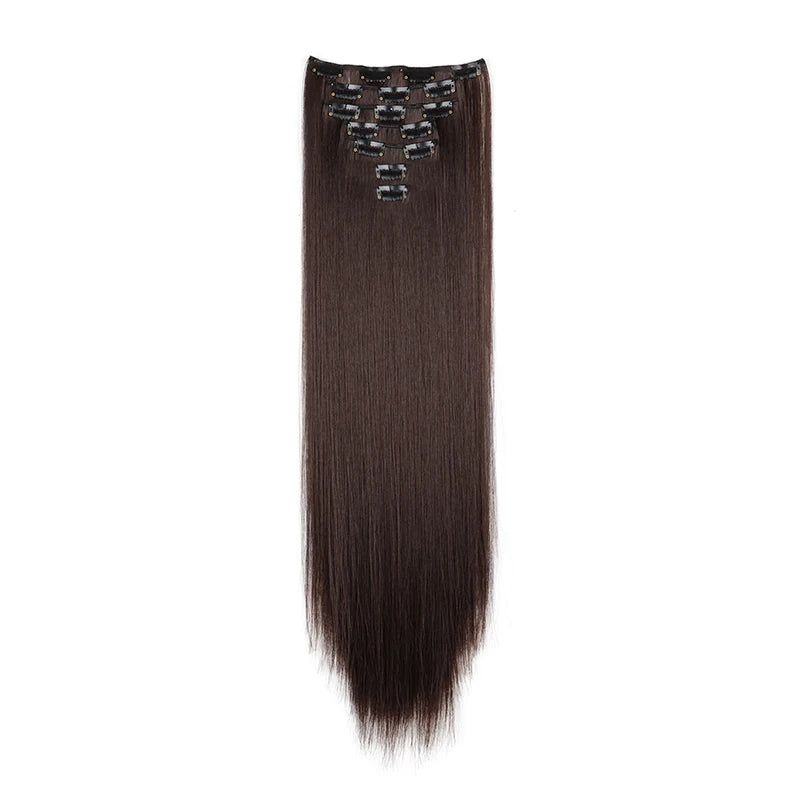 WIGSIN 24Inch Synthetic 7Pcs/set Long Straight Hair Extension 16Clips Hairstyle Black Blonde Hairpiece for Women