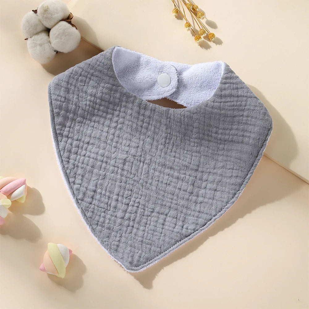 New Cotton Baby Bib Soft Waterproof Triangle Saliva Towel Adjustable Button Print Infant Boy Girl Feeding Burp Cloth Cute Bibs