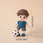 Football Boy Cake Topper Soccer Player Doll Decor for Birthday Party Sports Theme Childrens Celebration Supplies Cupcake Decor