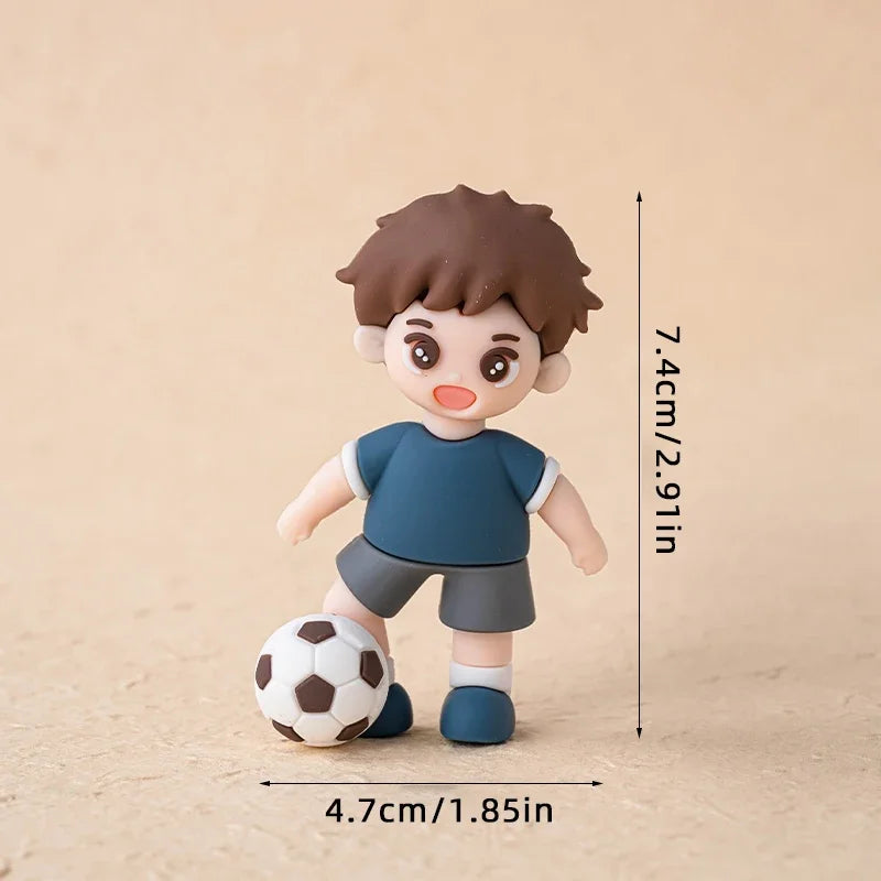 Football Boy Cake Topper Soccer Player Doll Decor for Birthday Party Sports Theme Childrens Celebration Supplies Cupcake Decor