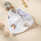 New Cotton Baby Bib Soft Waterproof Triangle Saliva Towel Adjustable Button Print Infant Boy Girl Feeding Burp Cloth Cute Bibs