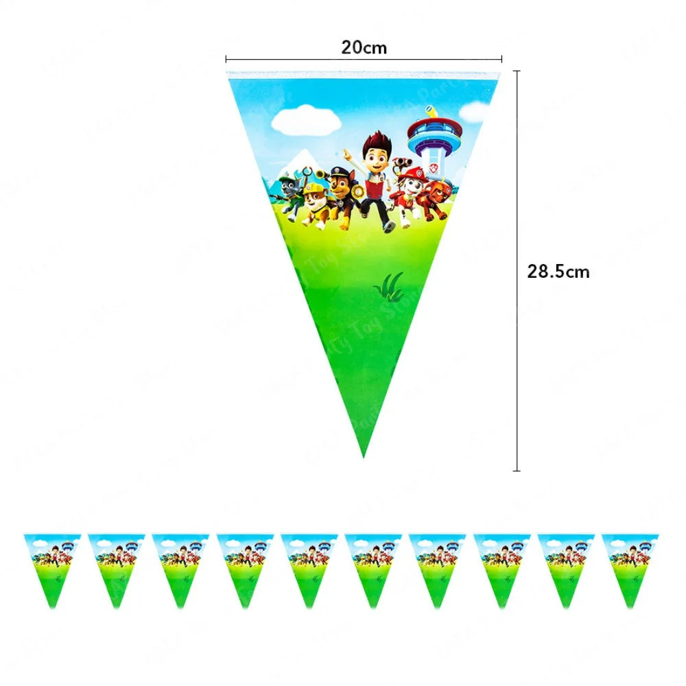 New Paw Patrol Banner Kids Birthday Bunting Pennant Baby Shower Wedding Garland Flag Party Outdoor Garden Decoration Supplies