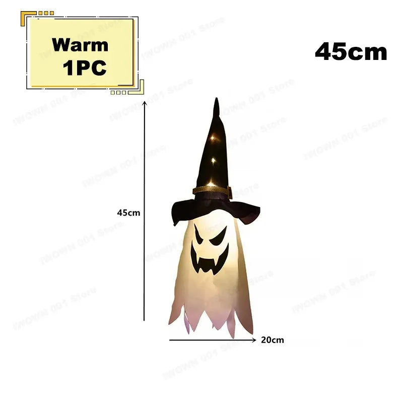 LED Flying Witch Hats Halloween Decorations Hanging Ghost Lights Glowing Wizard Lamp for Bar Party Dress Up