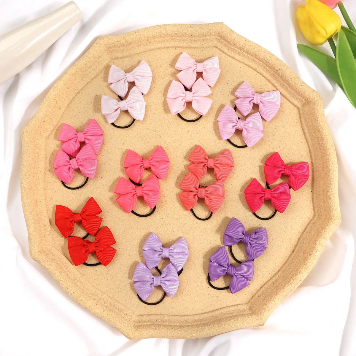 20/40/50 Pcs 2" Grosgrain Ribbon Pigtail Hair Bows Elastic Hair Ties Hair Bands Holders Hair Accessories for Baby Girls Infants