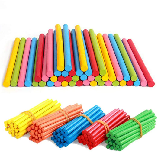 100pcs Colorful Bamboo Counting Sticks Montessori Math Learning Toy